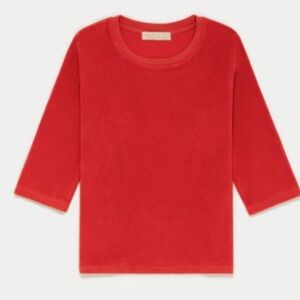The Corfu Elbow Sleeve Crew in Velour cherry